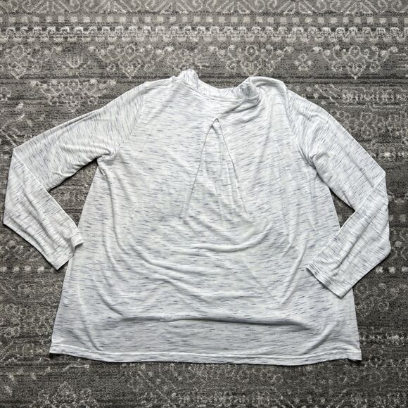 Anthropologie Akemi + Kin Knit Crossover Front Space Dye Top Shirt XL White Blue - Picture 11 of 11